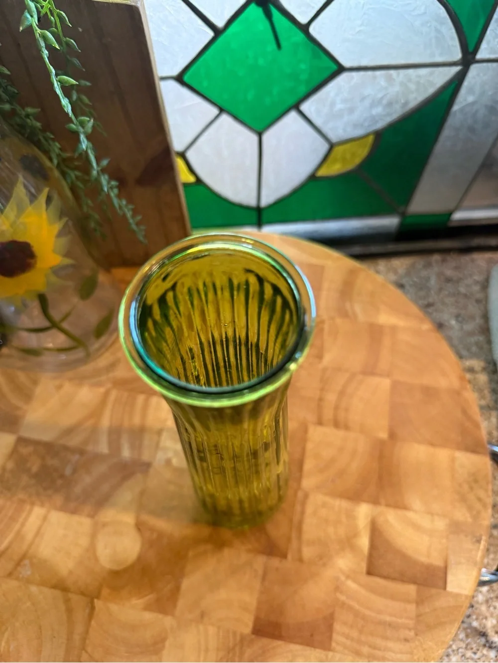 Green Ribbed Glass Bud Vase - Classic Home Accents